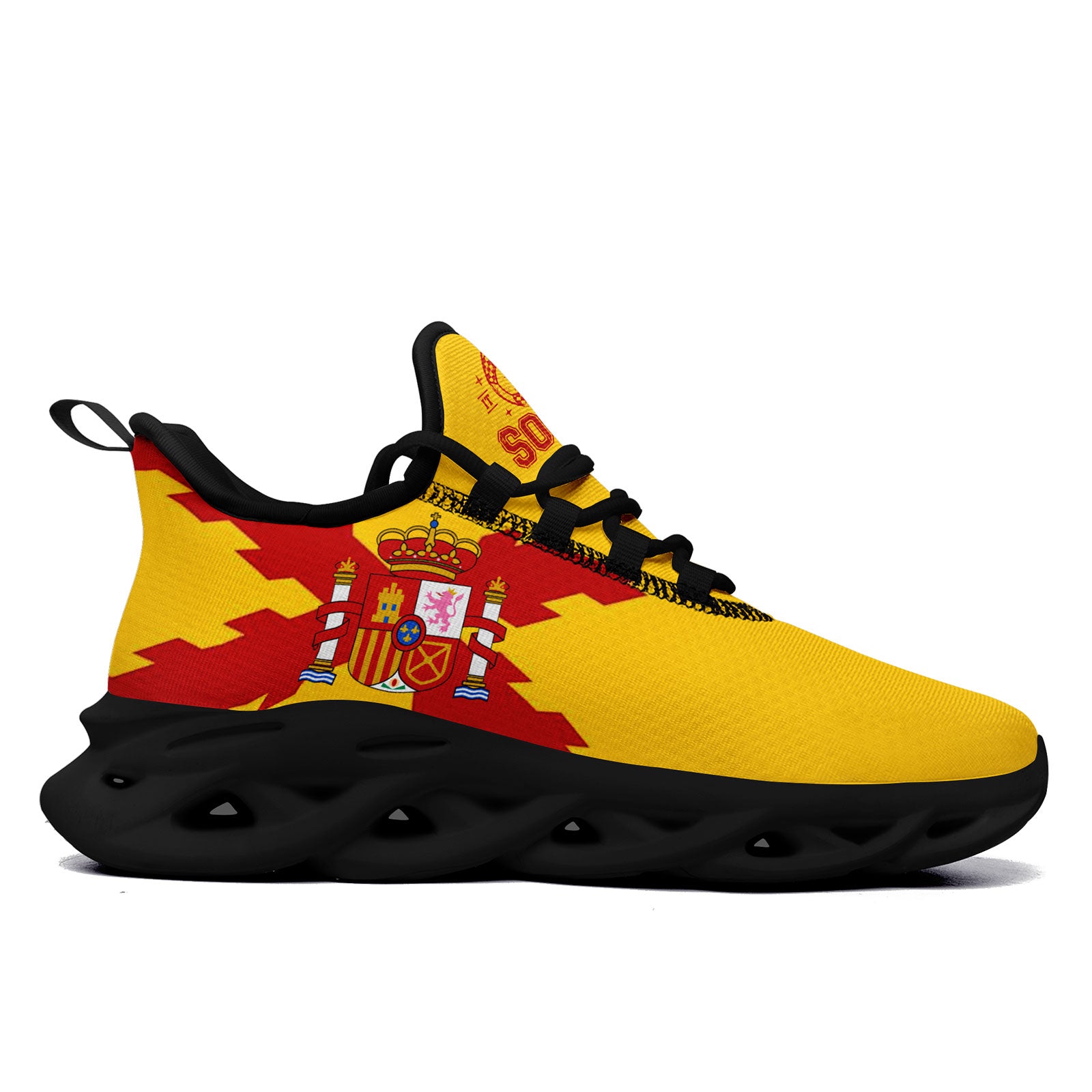 Custom Spain 2026 World Cup Sneakers DIY Country Flag Running Shoes Lightweight Sport Shoes Gift for Football Fans Personalized Team Name and Logo FN003-F025036-3