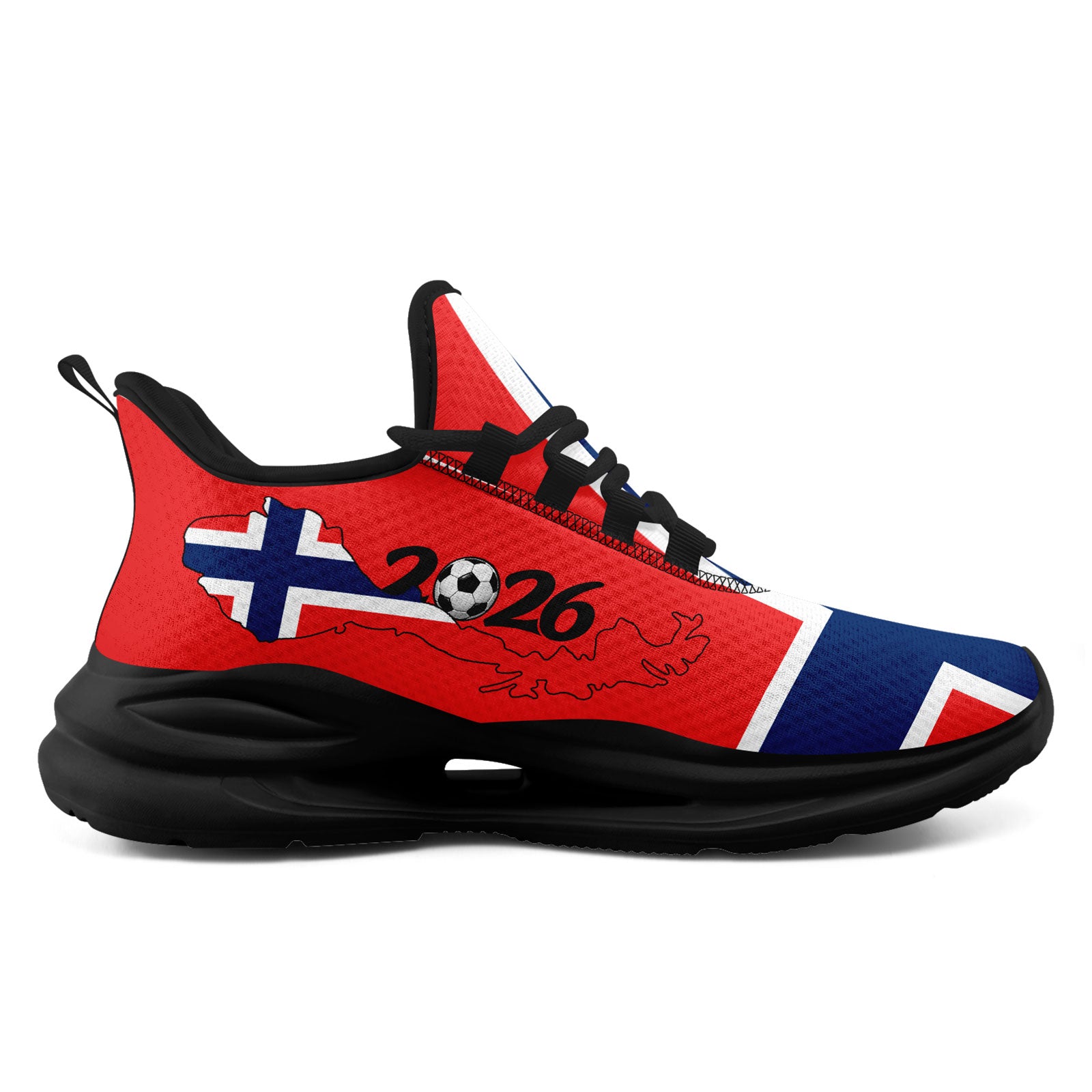 Custom 2026 World Cup Norway Sneakers DIY Country Flag Running Shoes Lightweight Sport Shoes Gift for Football Fans Personalized Team Name and Logo FN079-F027070-2