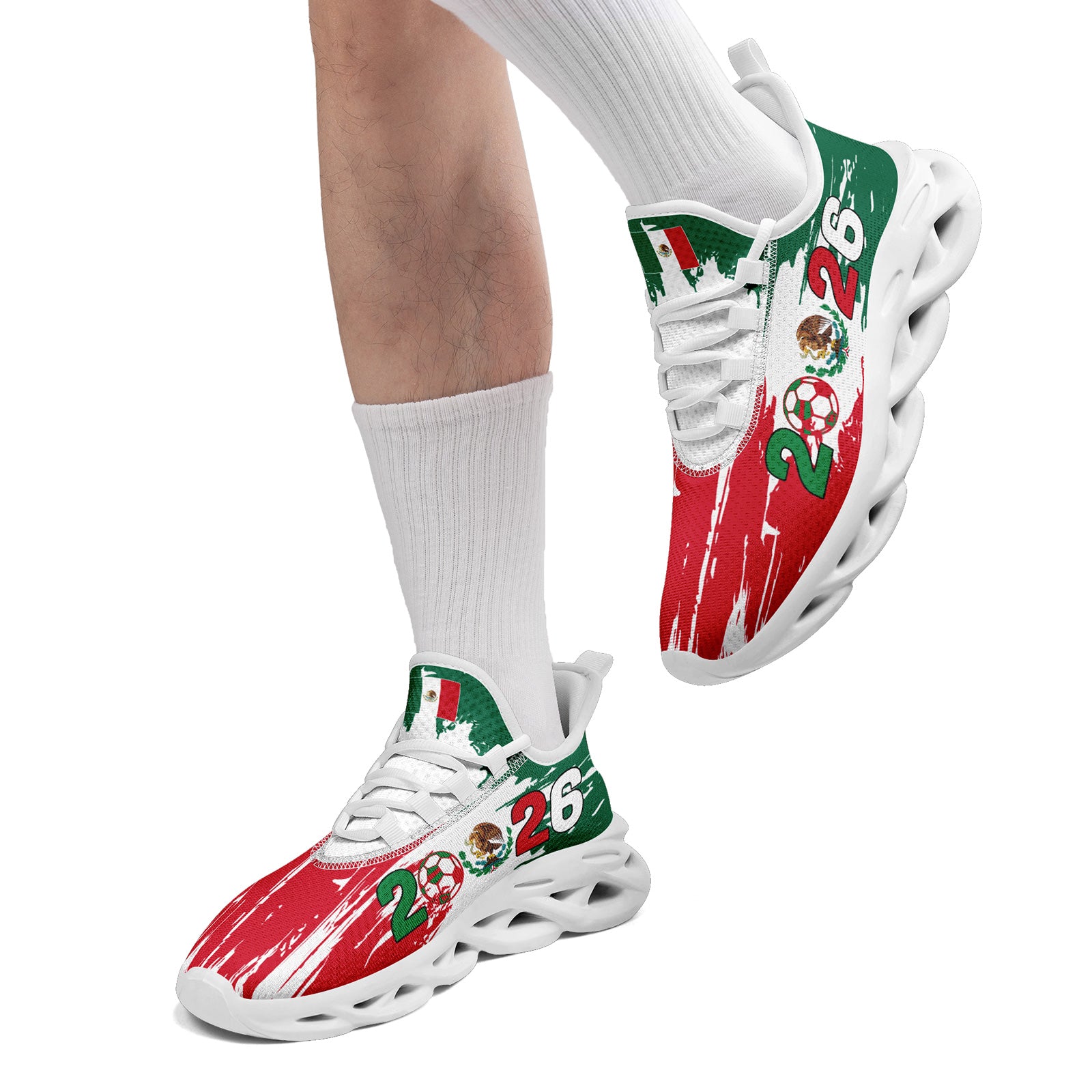 Custom 2026 World Cup Mexico Sneakers DIY Country Flag Running Shoes Lightweight Sport Shoes Gift for Football Fans Personalized Team Name and Logo FN003-F023045-1