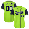 Custom Green Blue Stripe Fashion Personalized Authentic Baseball Jersey BSBJ01-D017232