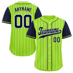 Custom Green Blue Stripe Fashion Personalized Authentic Baseball Jersey BSBJ01-D017232