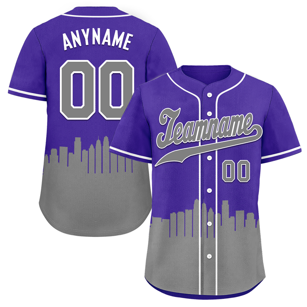 Custom Purple Gray City Edition Personalized Authentic Baseball Jersey BSBJ01-D017137