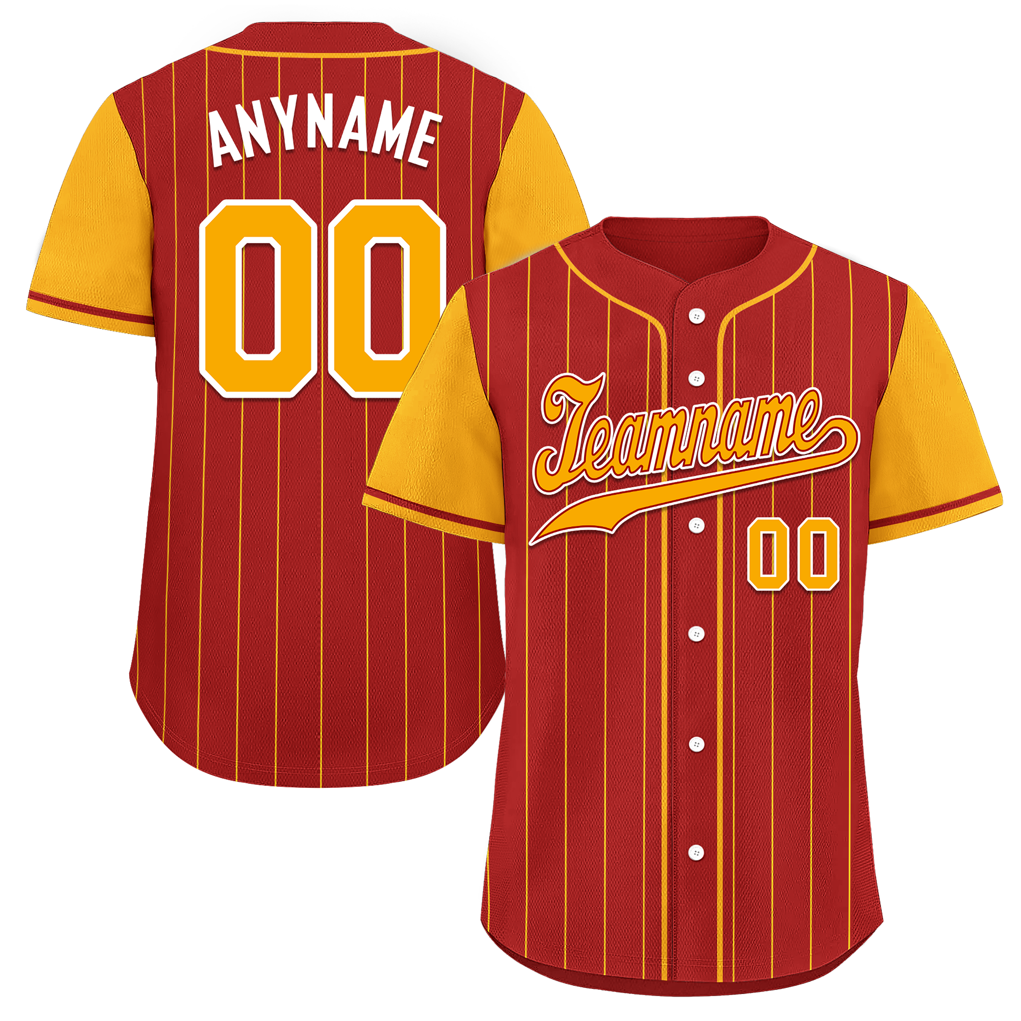 Custom Red Yellow Stripe Fashion Personalized Authentic Baseball Jersey BSBJ01-D017221