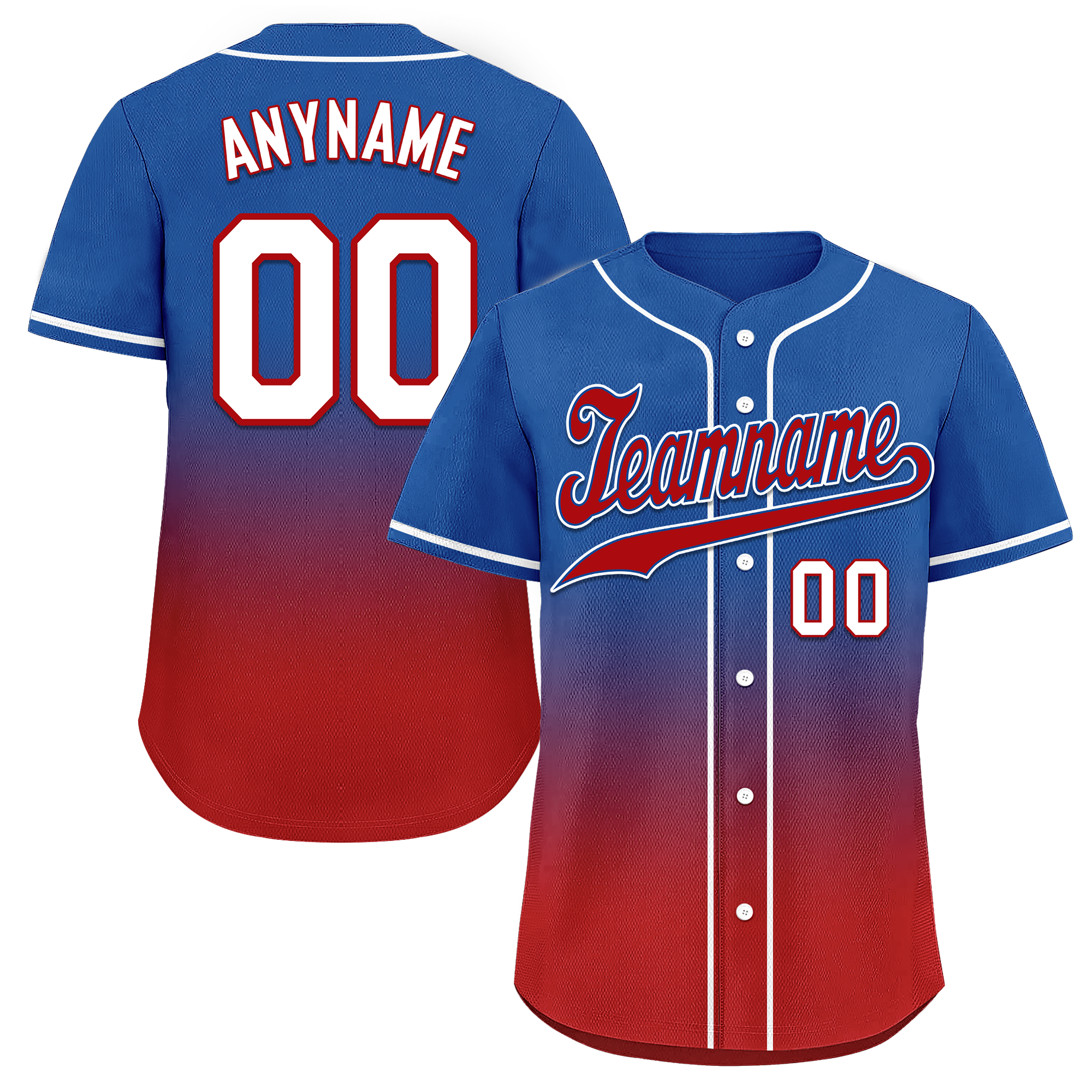 Custom Blue Red Fade Fashion Personalized Authentic Baseball Jersey BSBJ01-D0a70bd