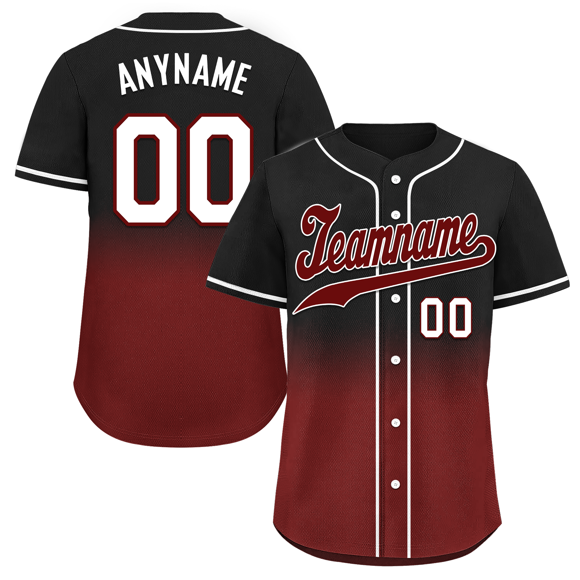 Custom Black Red Fade Fashion Personalized Authentic Baseball Jersey BSBJ01-D0a70f0