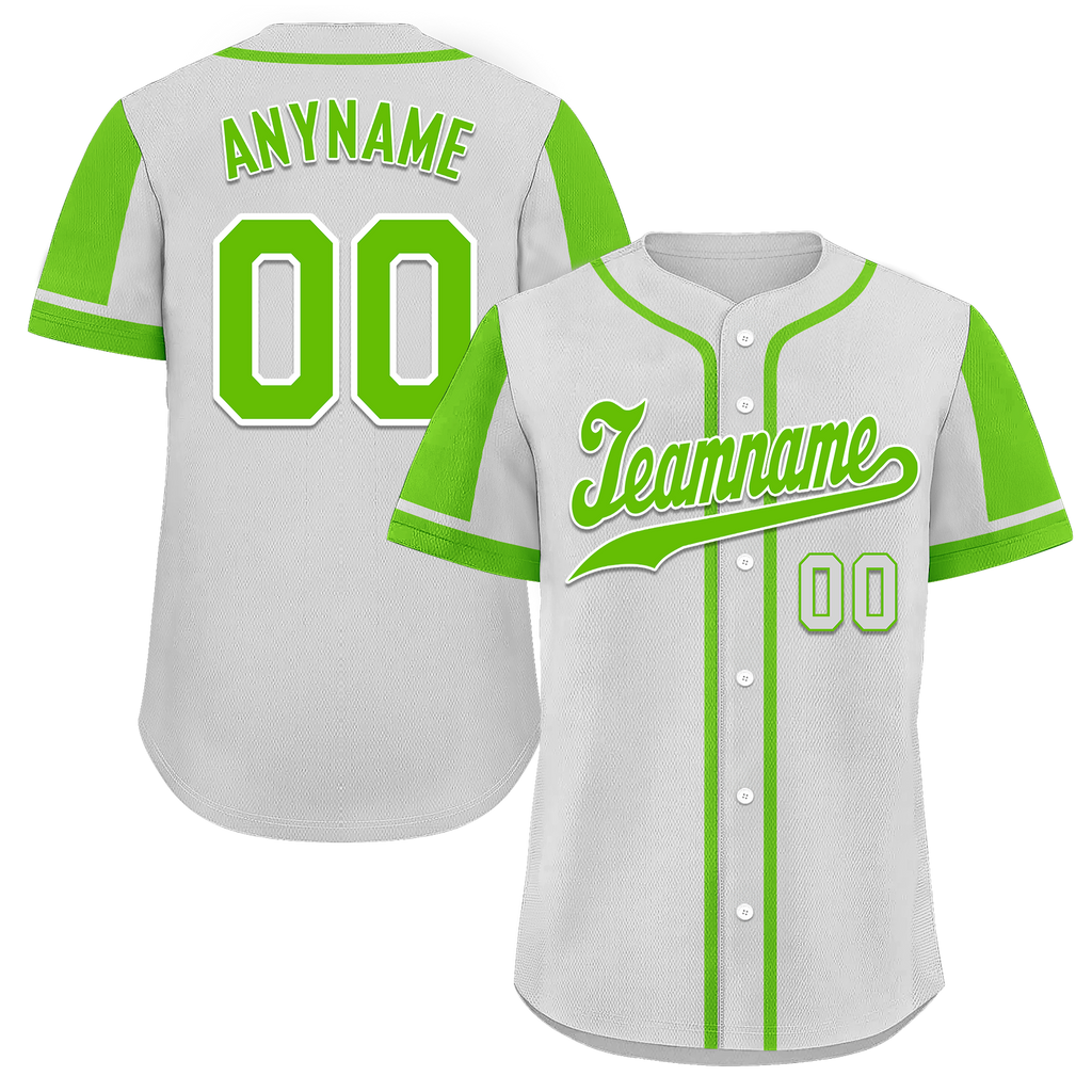 Custom Gray Green Raglan Sleeves Personalized Authentic Baseball Jersey BSBJ01-D017190
