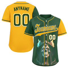 Custom Green Yellow Skull Fashion Personalized Authentic Baseball Jersey BSBJ01-D017154