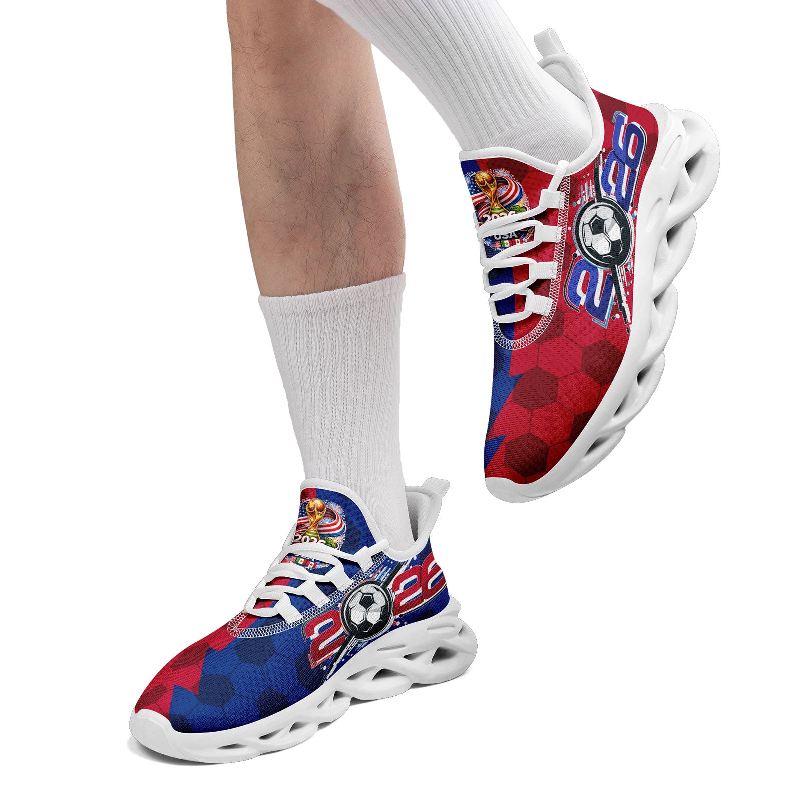 Custom United States 2026 World Cup Sneakers DIY Country Flag Running Shoes Lightweight Sport Shoes Gift for Football Fans Personalized Team Name and Logo FN003-F028035-4