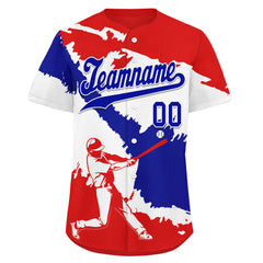 Custom Red White Navy Blue Dominican Republic Flag Personalized Authentic Baseball Jersey BSBJ01-E06022-2