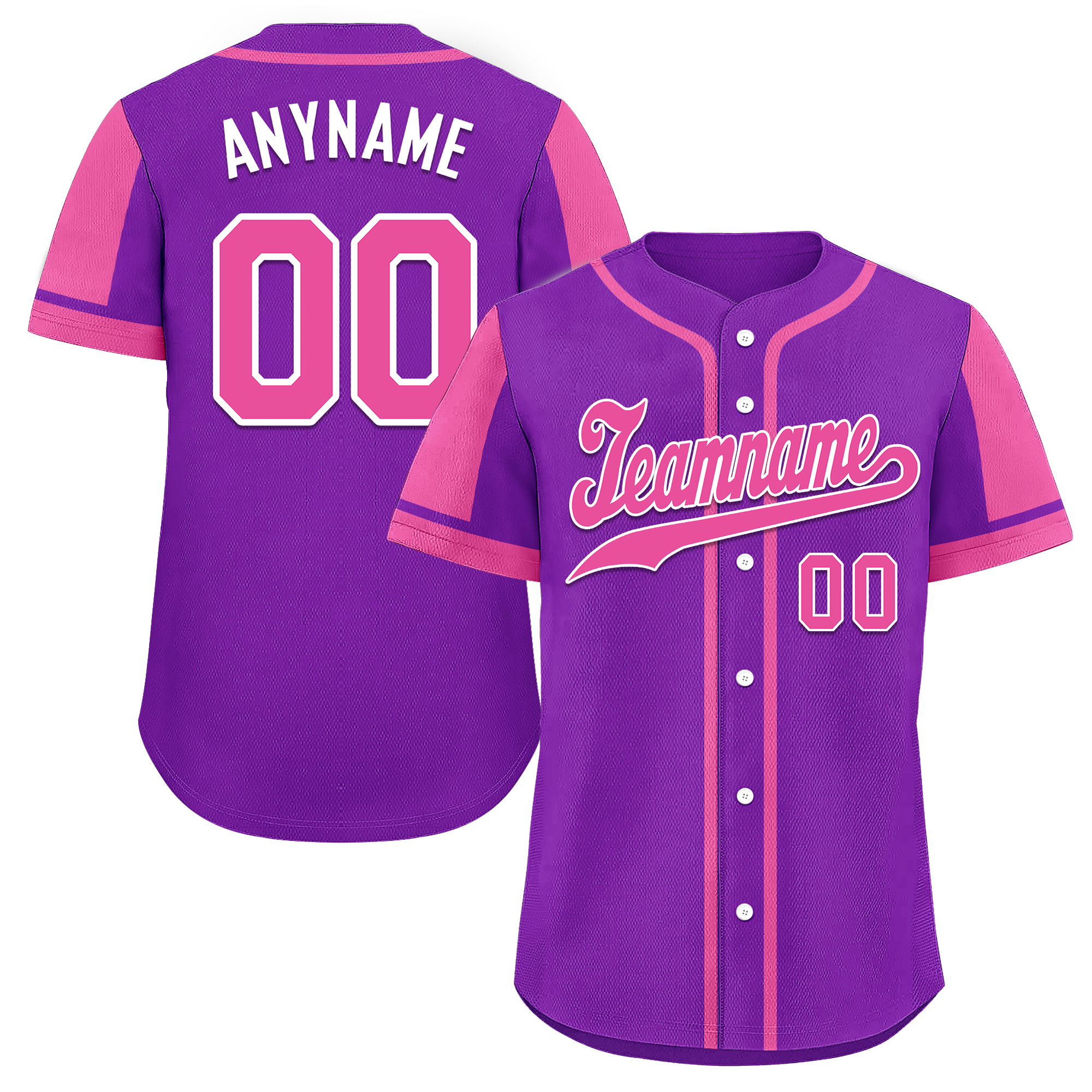 Custom Purple Pink Raglan Sleeves Personalized Authentic Baseball Jersey BSBJ01-D017202