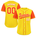 Custom Gold Orange Stripe Fashion Personalized Authentic Baseball Jersey BSBJ01-D017251
