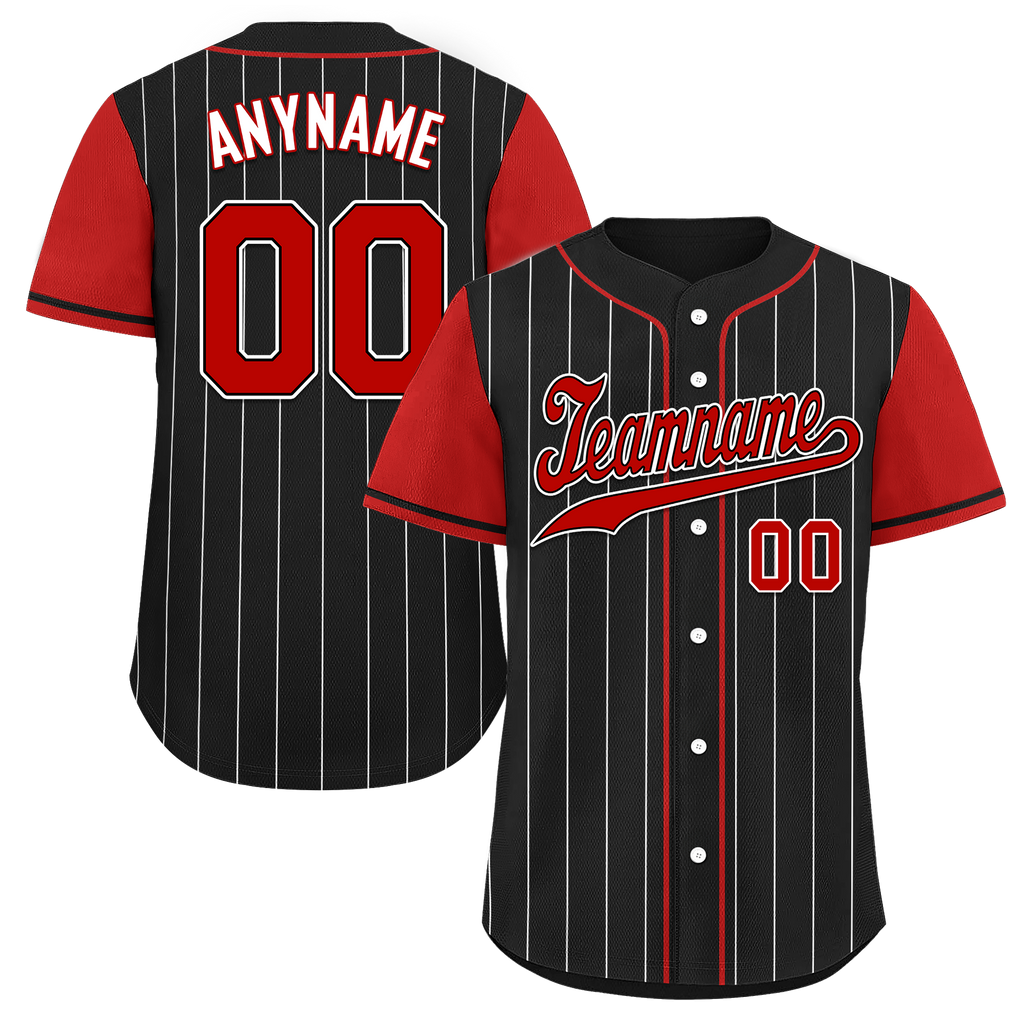 Custom Black Red Stripe Fashion Personalized Authentic Baseball Jersey BSBJ01-D017216