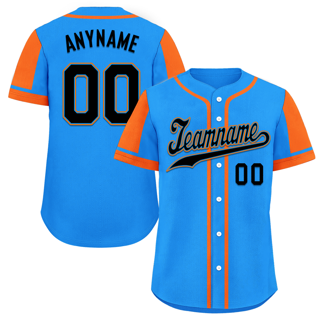 Custom Blue Orange Raglan Sleeves Personalized Authentic Baseball Jersey BSBJ01-D017210