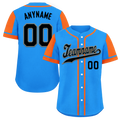 Custom Blue Orange Raglan Sleeves Personalized Authentic Baseball Jersey BSBJ01-D017210