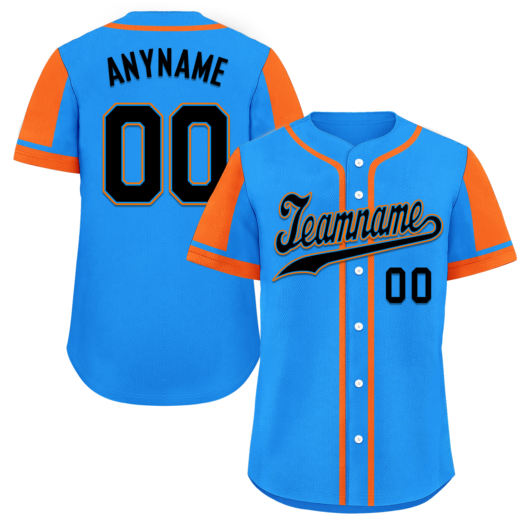 Custom Blue Orange Raglan Sleeves Personalized Authentic Baseball Jersey BSBJ01-D017210