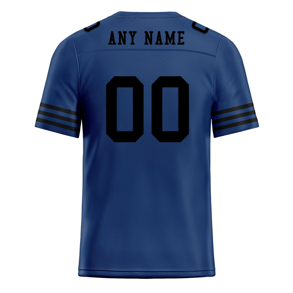 Custom Dark Blue Black Striped Sleeves Personalized Authentic Football Jersey FBJ02-D06034