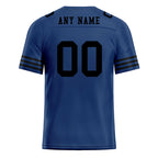 Custom Dark Blue Black Striped Sleeves Personalized Authentic Football Jersey FBJ02-D06034