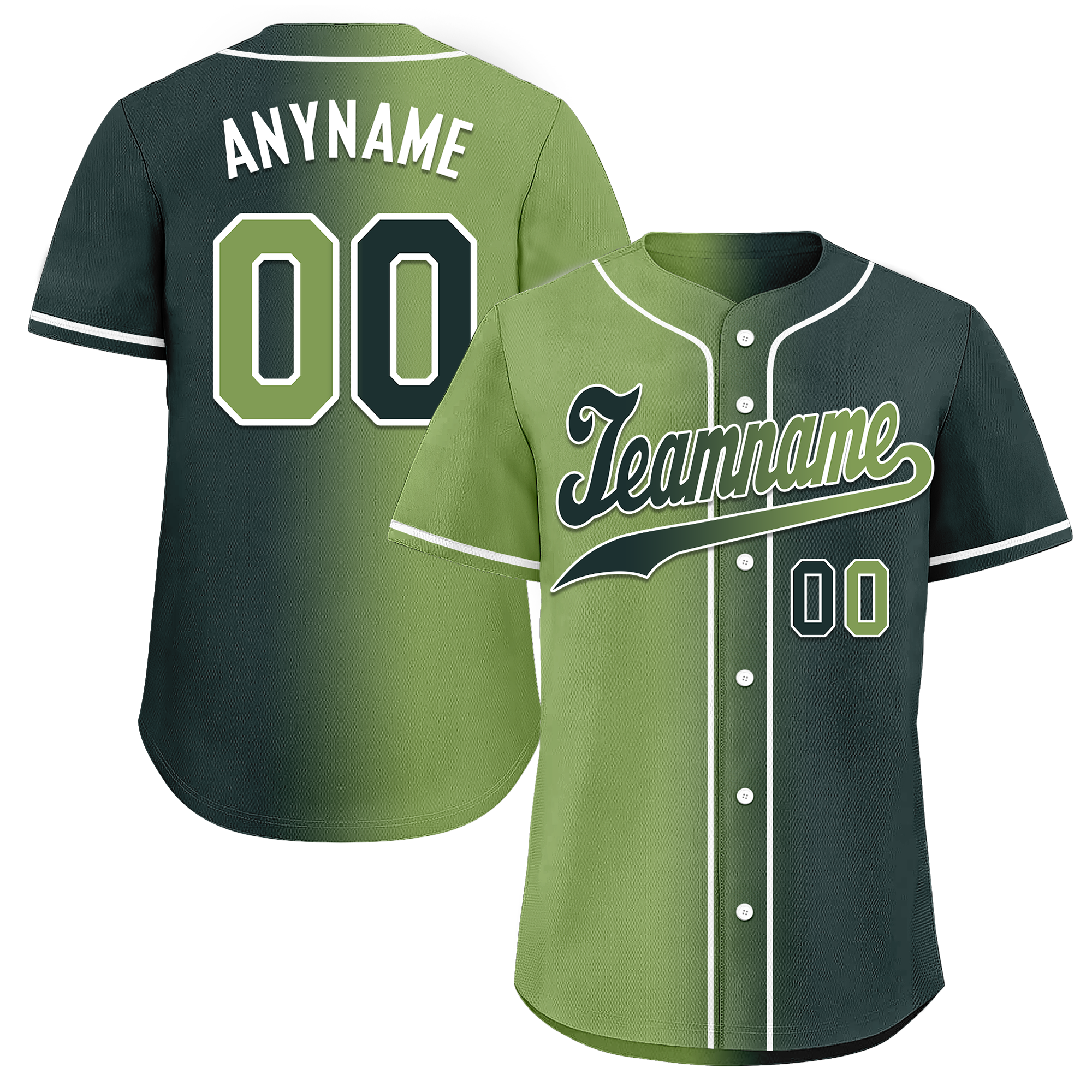 Custom Green Gradient Fashion Personalized Authentic Baseball Jersey BSBJ01-D0a708c