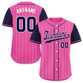 Custom Pink Blue Stripe Fashion Personalized Authentic Baseball Jersey BSBJ01-D017228