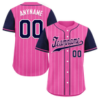 Custom Pink Blue Stripe Fashion Personalized Authentic Baseball Jersey BSBJ01-D017228