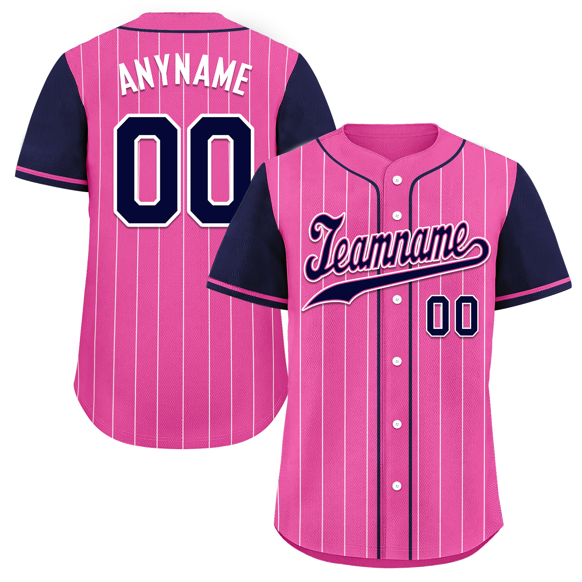 Custom Pink Blue Stripe Fashion Personalized Authentic Baseball Jersey BSBJ01-D017228
