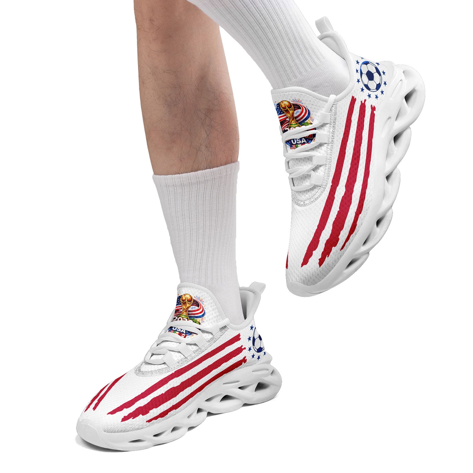 Custom United States 2026 World Cup Sneakers DIY Country Flag Running Shoes Lightweight Sport Shoes Gift for Football Fans Personalized Team Name and Logo FN003-F028035-2