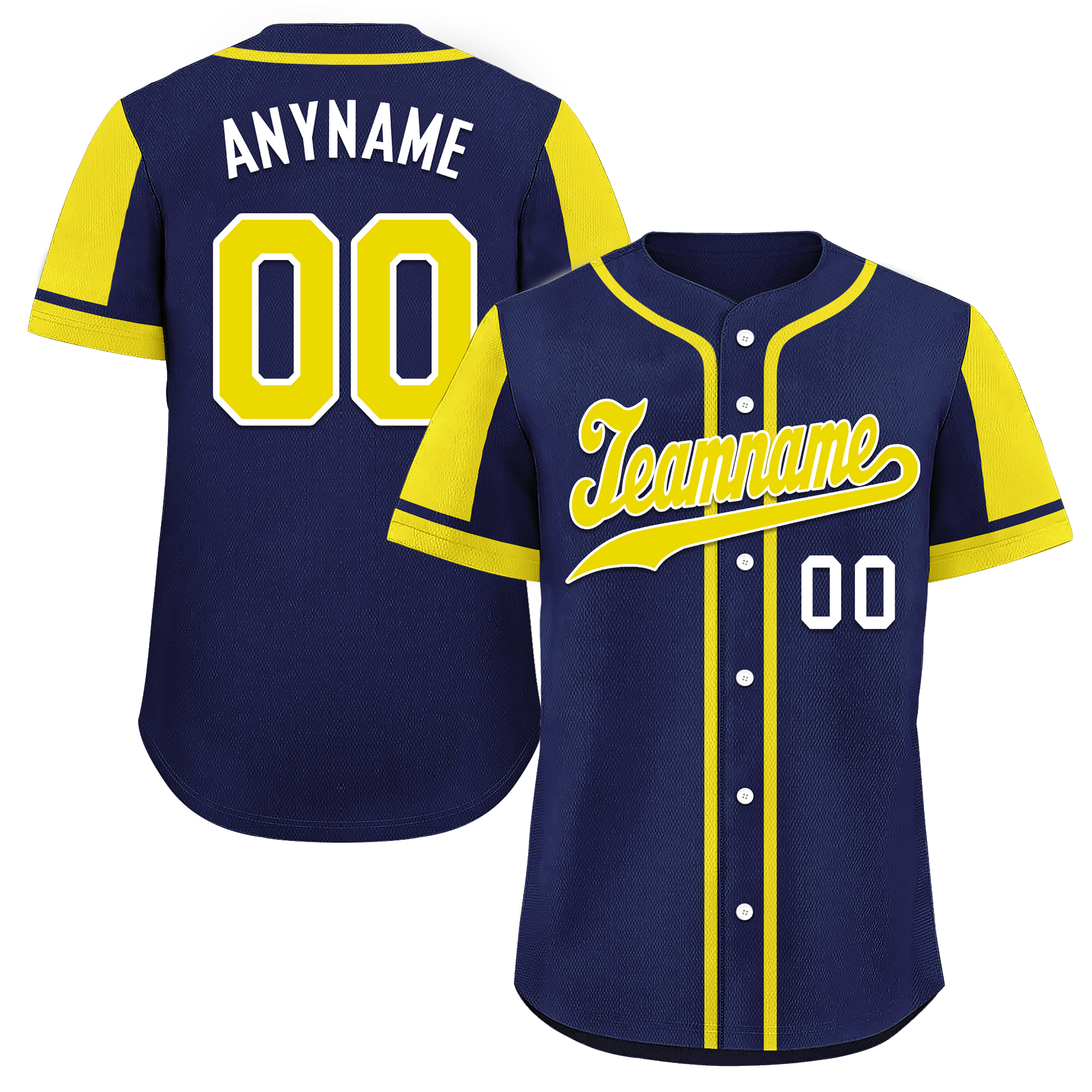 Custom Blue Yellow Raglan Sleeves Personalized Authentic Baseball Jersey BSBJ01-D017182