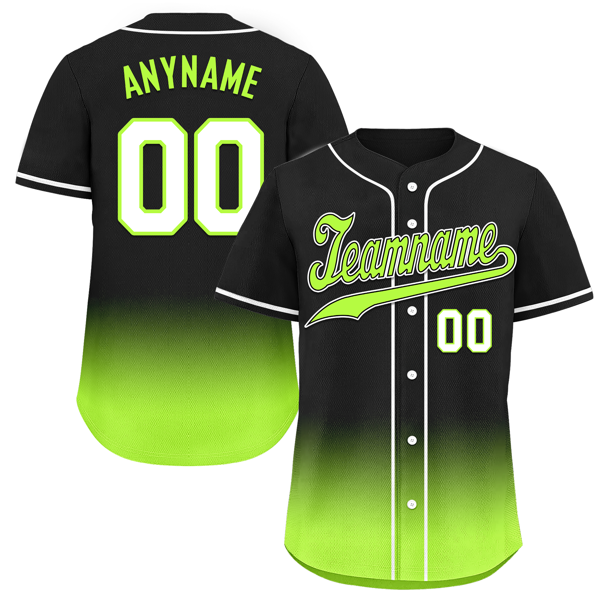 Custom Black Green Fade Fashion Personalized Authentic Baseball Jersey BSBJ01-D0a70e7