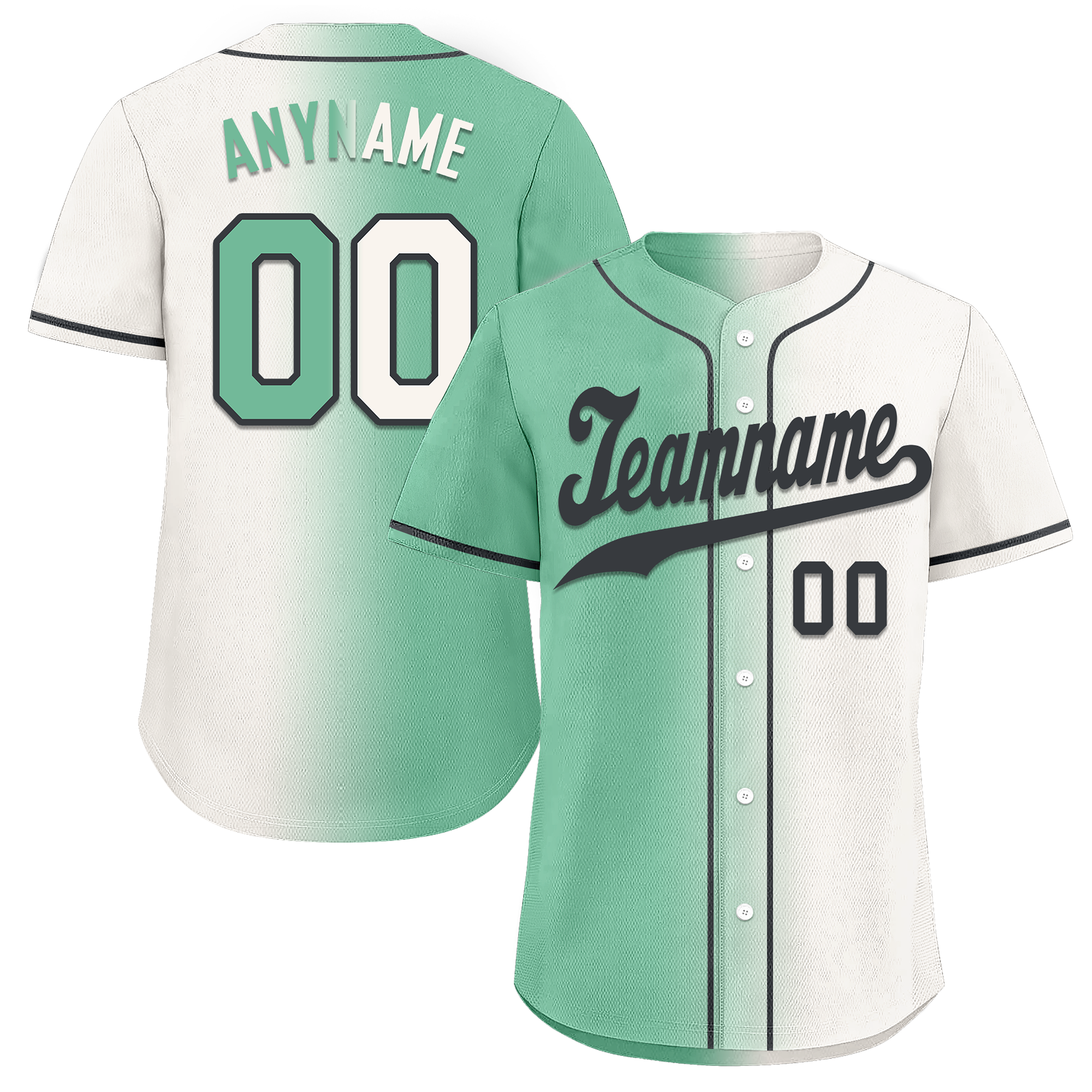 Custom Green White Gradient Fashion Personalized Authentic Baseball Jersey BSBJ01-D0a708a