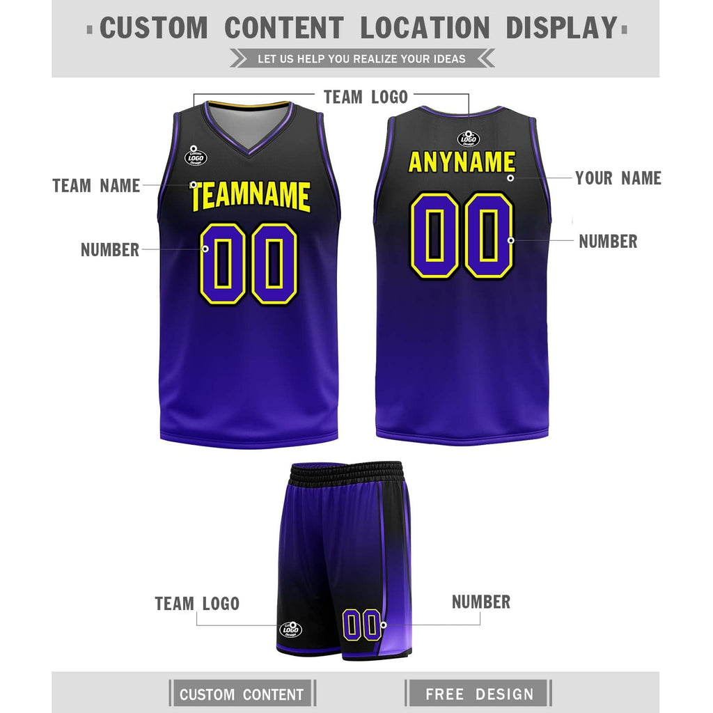 Custom Black Purple Los Angeles City Edition Personalized Reversible Basketball Set Sports Basketball Jersey BBJ01R-D0610-14-COOLMAX