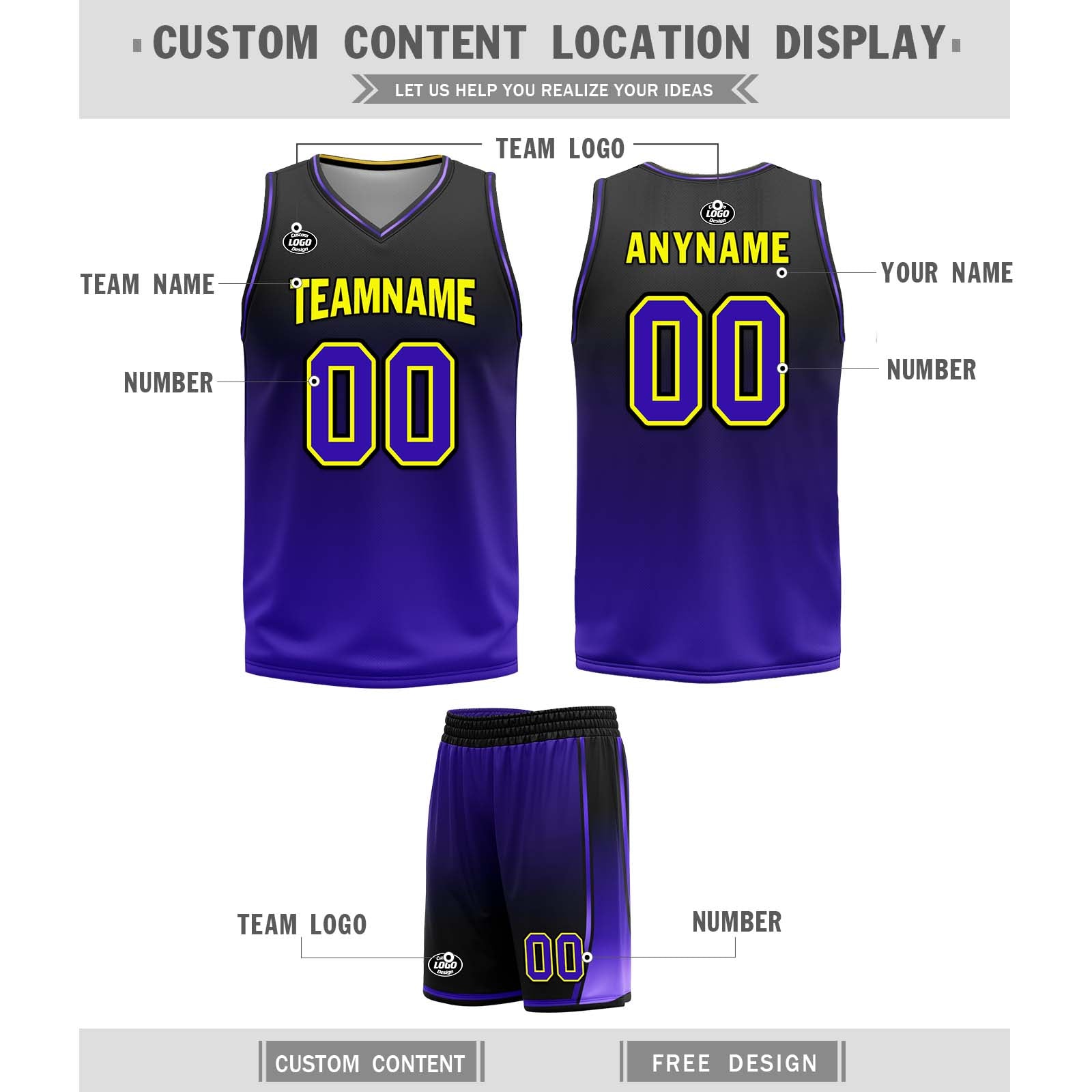 Custom Black Purple Los Angeles City Edition Personalized Reversible Basketball Set Sports Basketball Jersey BBJ01R-D0610-14-COOLMAX