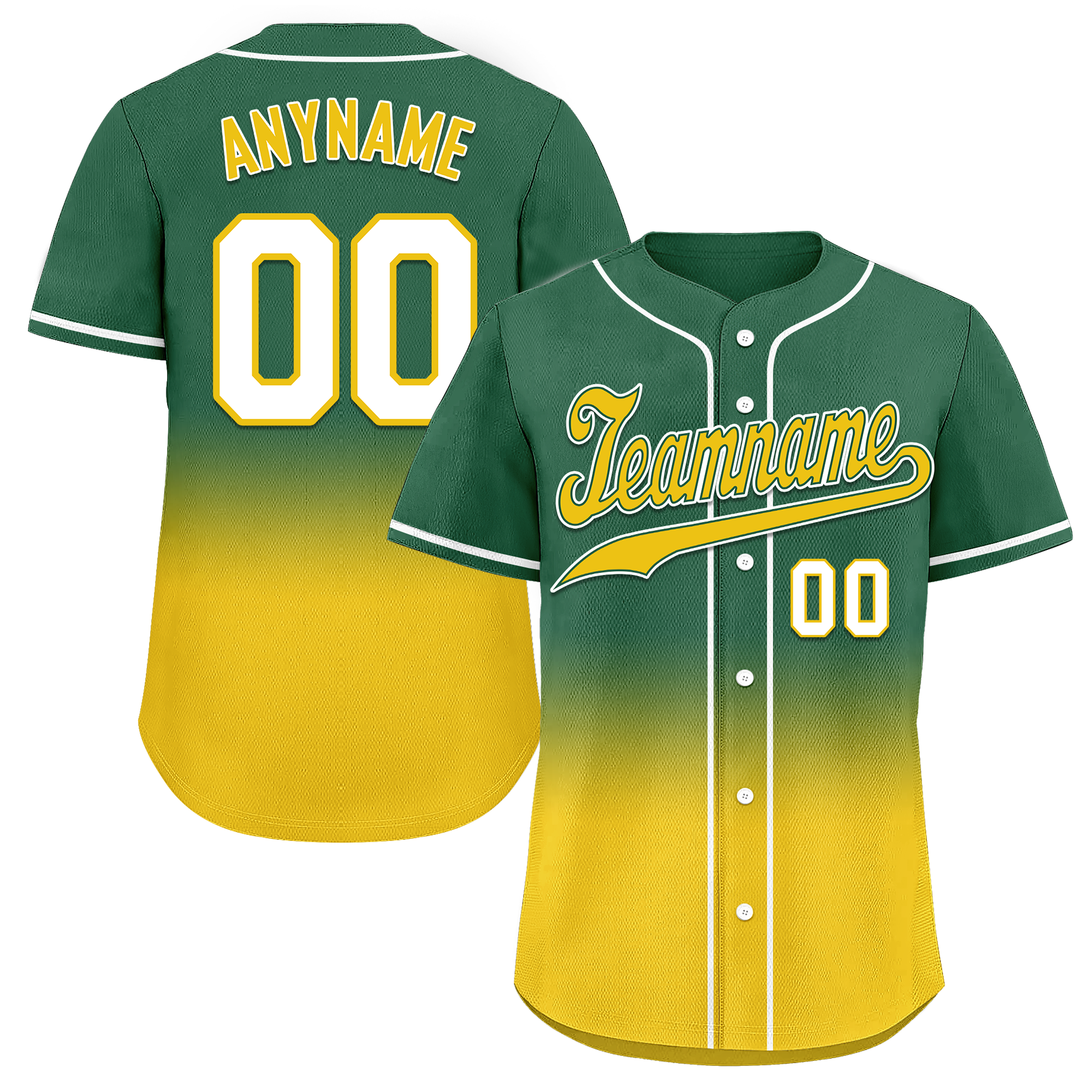 Custom Green Yellow Fade Fashion Personalized Authentic Baseball Jersey BSBJ01-D0a70ca