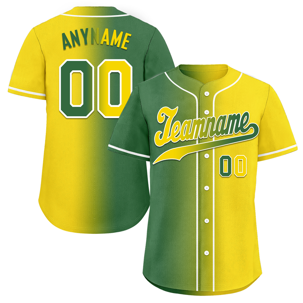 Custom Green Yellow Gradient Fashion Personalized Authentic Baseball Jersey BSBJ01-D0a707d