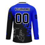 Custom Blue Black White Gothic Personalized Hockey Jersey HCKJ01-E0601-11