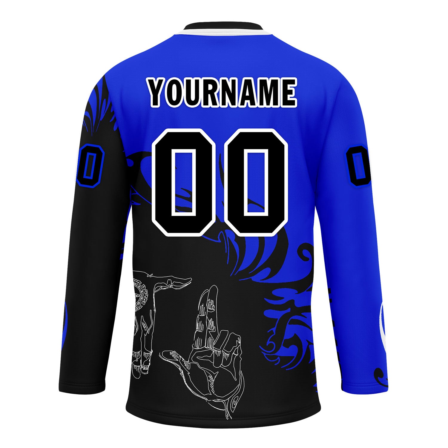 Custom Blue Black White Gothic Personalized Hockey Jersey HCKJ01-E0601-11