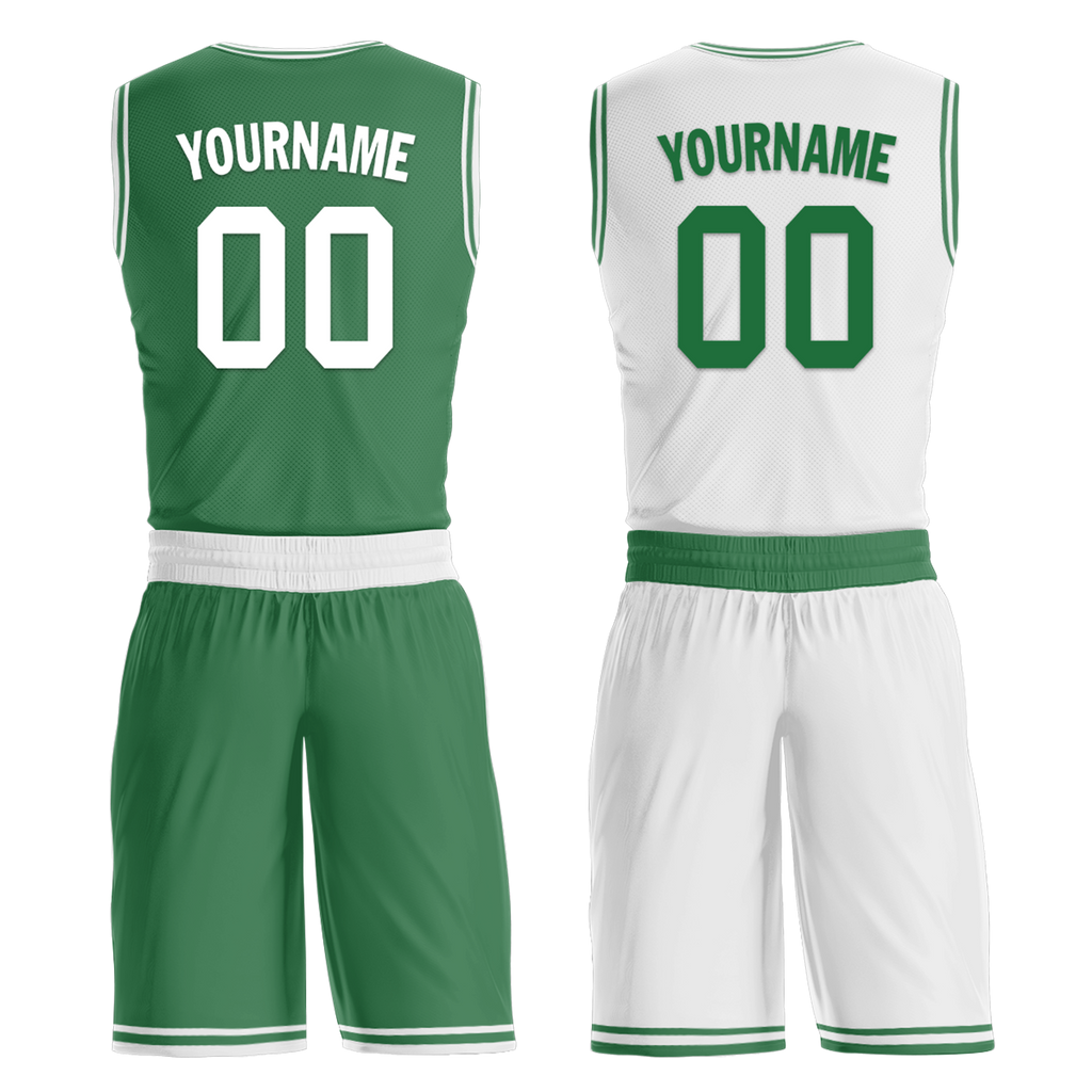 Custom Green White Classic Style Reversible Basketball Uniform Personalized Ordinary BBJR-D017001