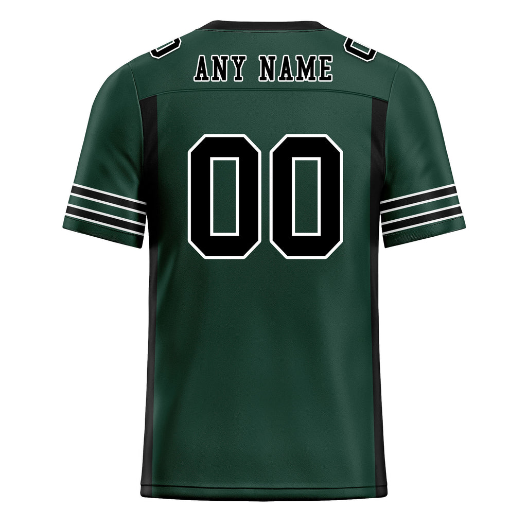 Custom Dark Geen Black Striped Sleeves Personalized Authentic Football Jersey FBJ02-D06065