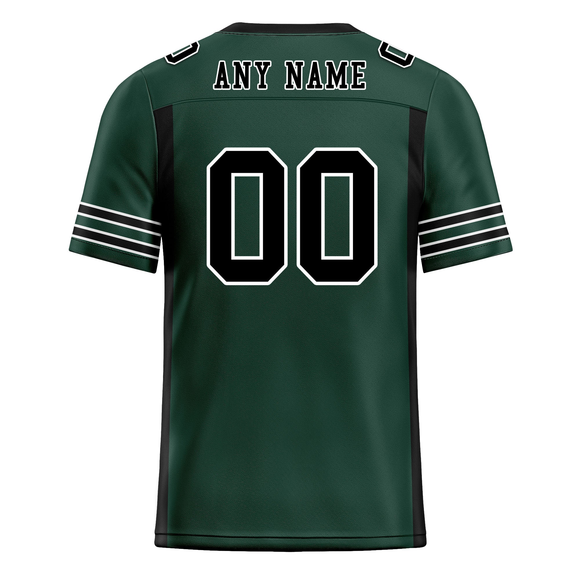 Custom Dark Geen Black Striped Sleeves Personalized Authentic Football Jersey FBJ02-D06065