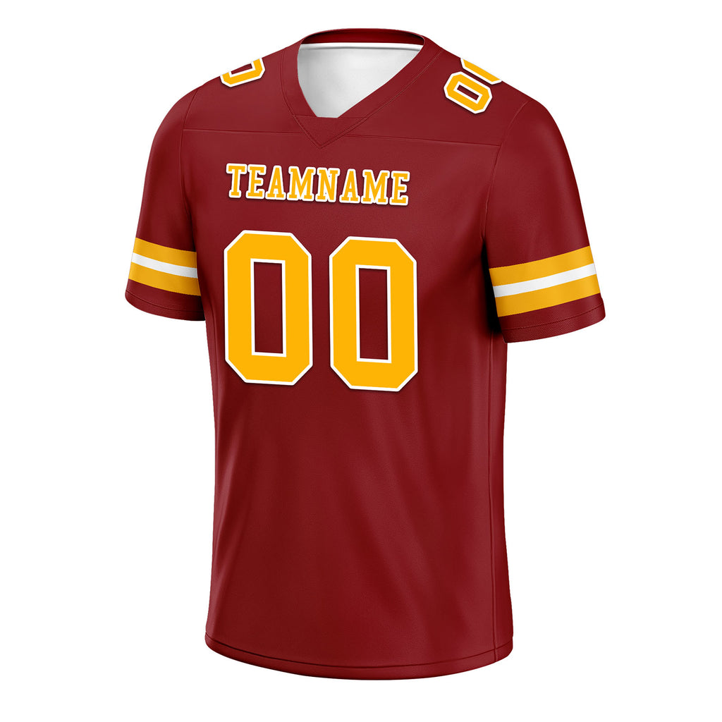 Custom Deep Red Yellow Washington Personalized Authentic Football Jersey FBJ02-E0601-10