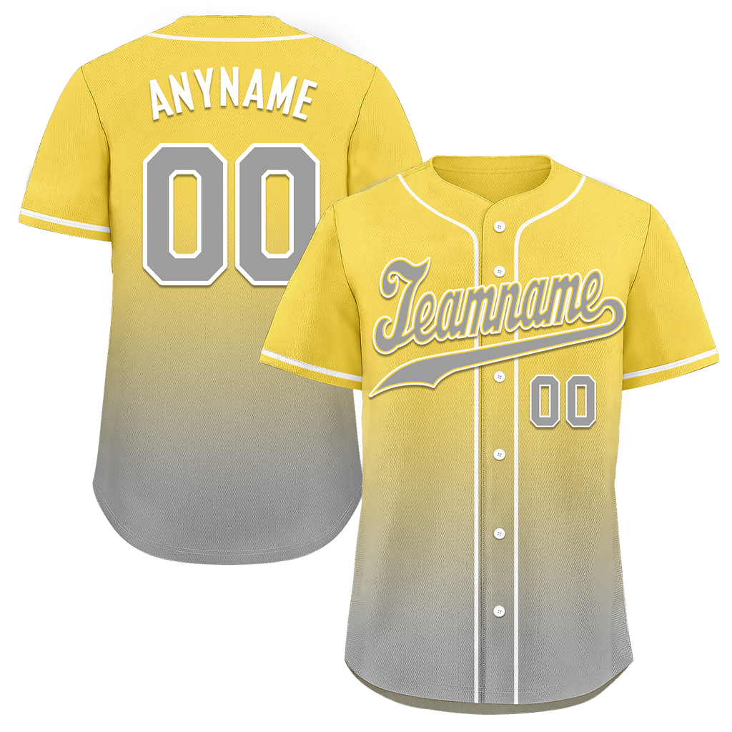 Custom Yellow Grey Fade Fashion Personalized Authentic Baseball Jersey BSBJ01-D0a70fb