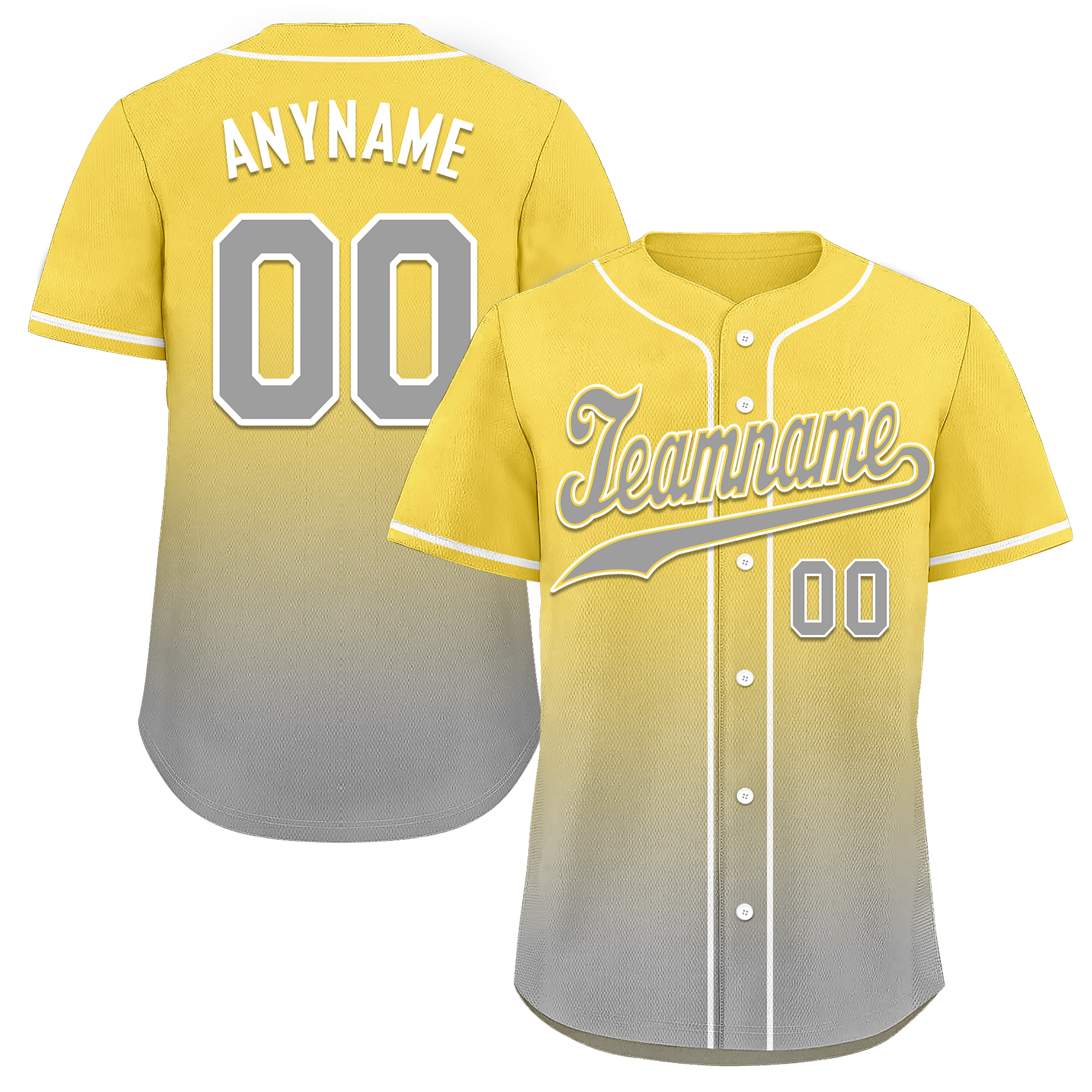 Custom Yellow Grey Fade Fashion Personalized Authentic Baseball Jersey BSBJ01-D0a70fb