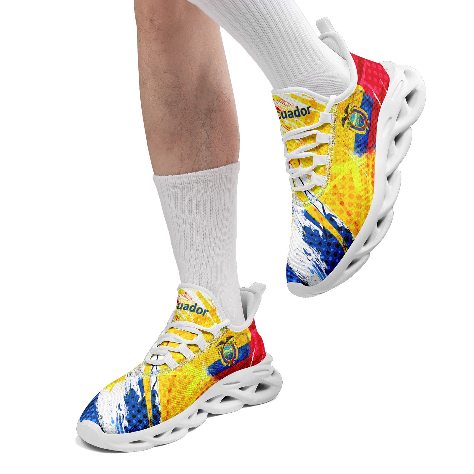 Custom Ecuador 2026 World Cup Sneakers DIY Country Flag Running Shoes Lightweight Sport Shoes Gift for Football Fans Personalized Team Name and Logo FN003-F009077-4