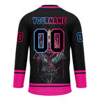 Custom Black Pink Light blue Gothic Personalized Hockey Jersey HCKJ01-E0601-05
