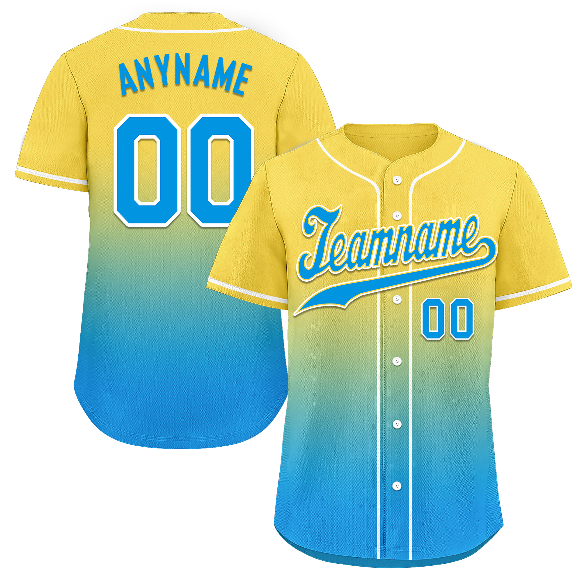 Custom Yellow Blue Fade Fashion Personalized Authentic Baseball Jersey BSBJ01-D0a70fc