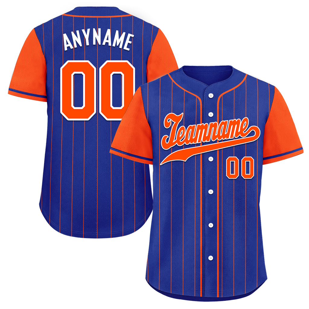 Custom Blue Orange Stripe Fashion Personalized Authentic Baseball Jersey BSBJ01-D017250