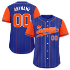 Custom Blue Orange Stripe Fashion Personalized Authentic Baseball Jersey BSBJ01-D017250