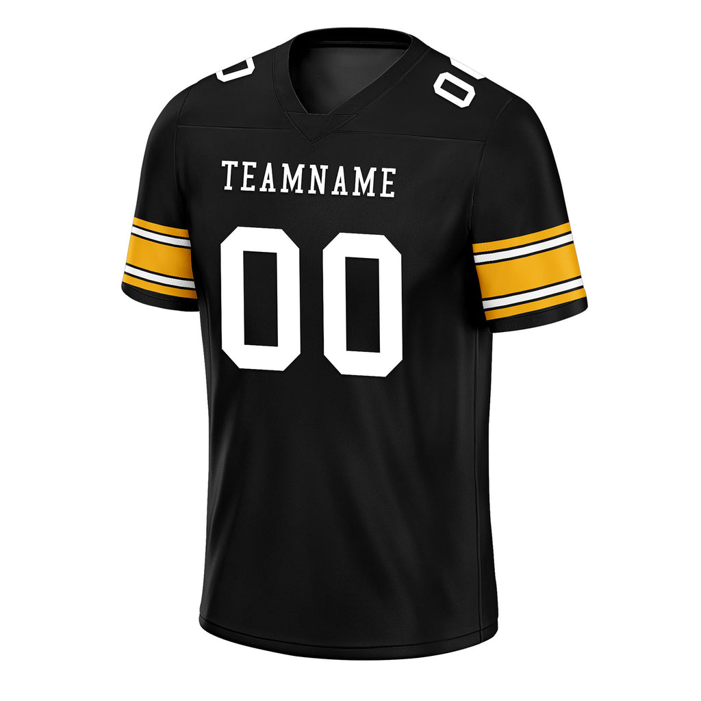 Custom Black Yellow Pittsburgh Personalized Authentic Football Jersey FBJ02-E0601-13