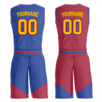 Custom Blue Red Classic Style Reversible Basketball Uniform Personalized COOLMAX BBJR-D017029