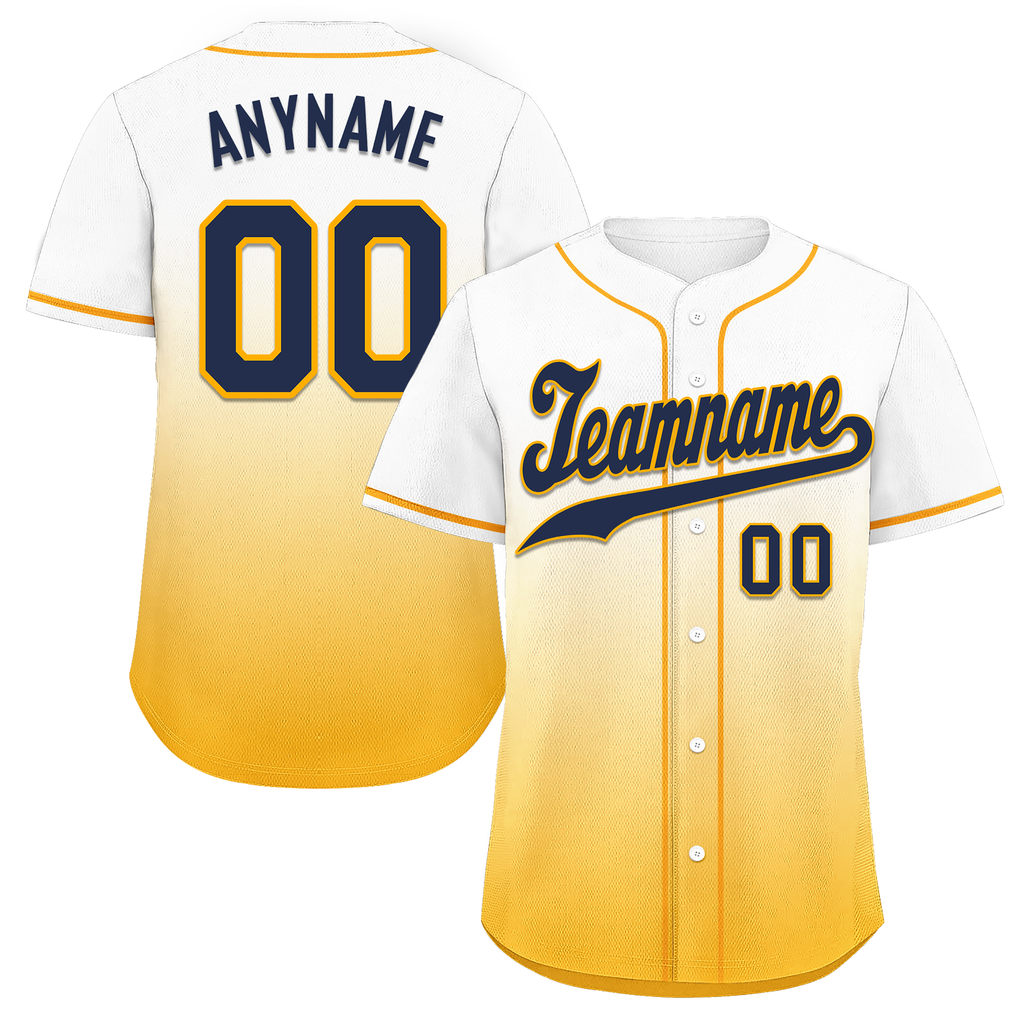 Custom White Yellow Fade Fashion Personalized Authentic Baseball Jersey BSBJ01-D0a70dc