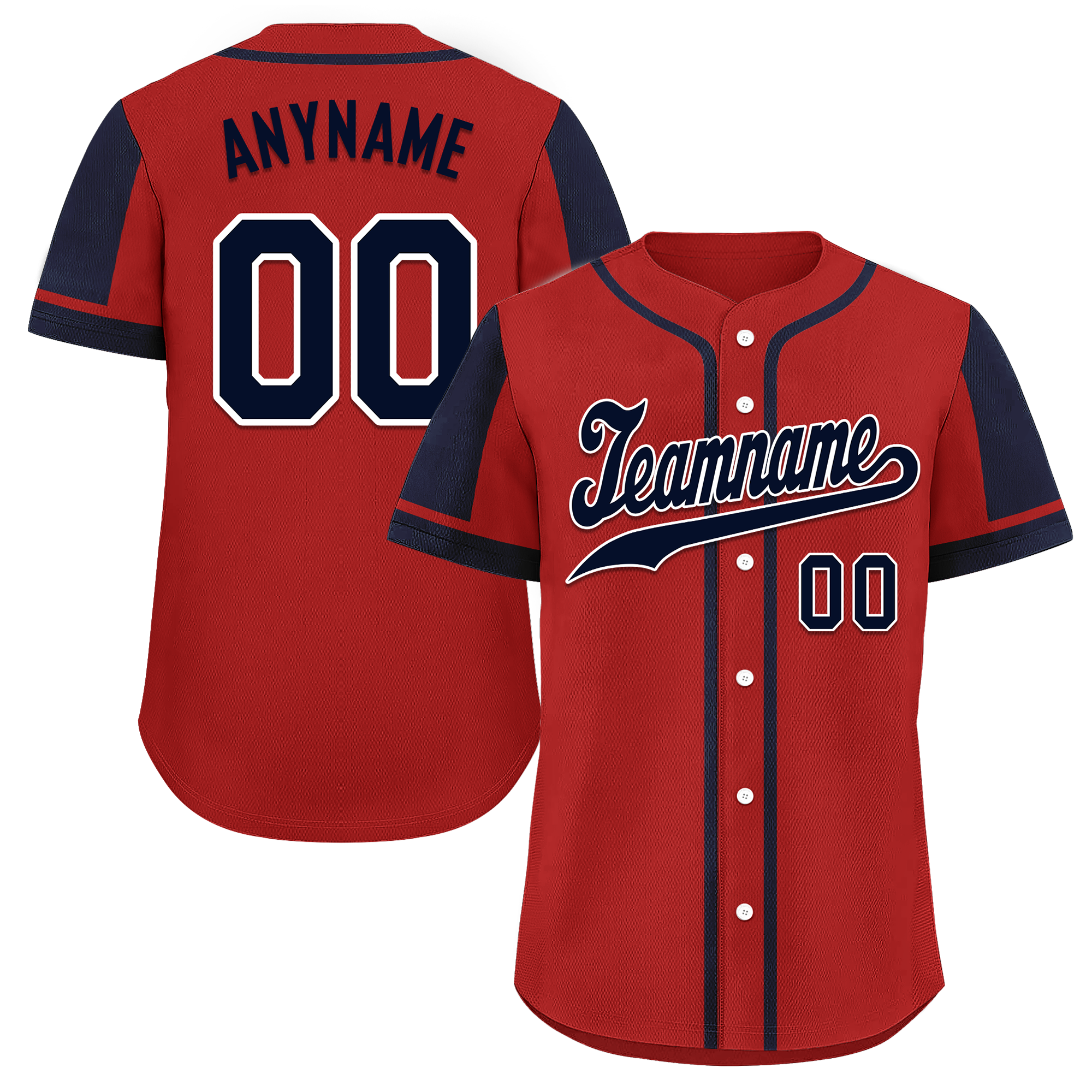 Custom Red Blue Raglan Sleeves Personalized Authentic Baseball Jersey BSBJ01-D017179